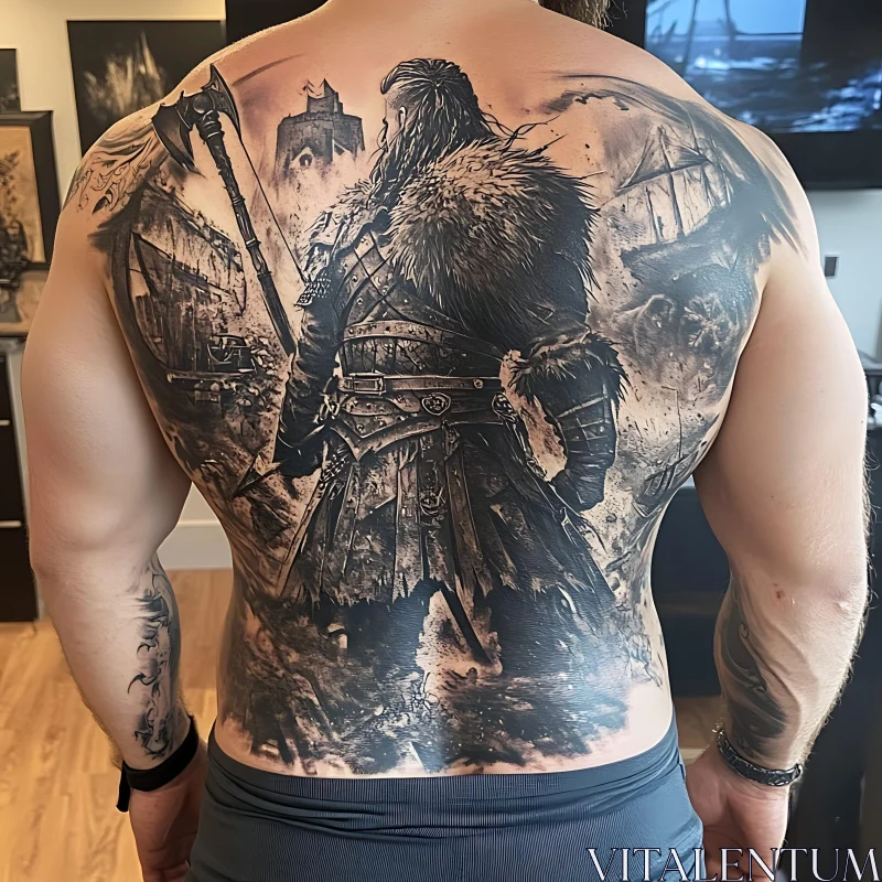 Epic Viking Back Inked Art AI Image