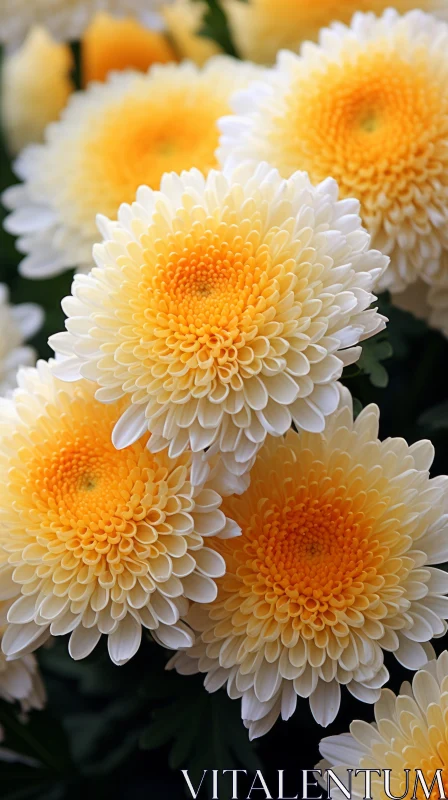 Exquisite Craftsmanship of Petite White and Yellow Flowers AI Image