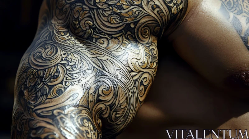 Detailed Tattoo Art on Arm with Flowing Patterns AI Image