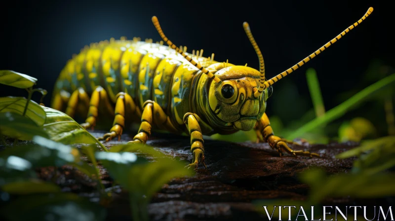 Golden Caterpillar: A Fusion of Nature and Sci-Fi AI Image