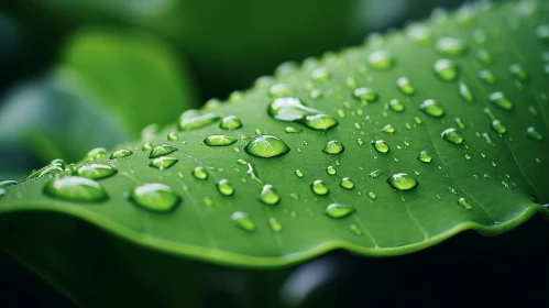 Lush Green Leaves with Rain Droplets - A Symbol of the Tropics