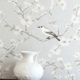 Floral Branch with Bird and Vase