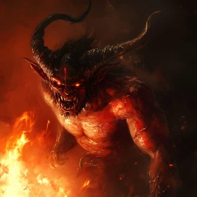 Fiery Demon with Horns