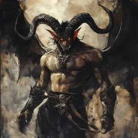 Dark Demon with Wings and Horns