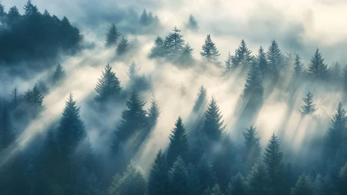 Misty Morning in a Tranquil Forest