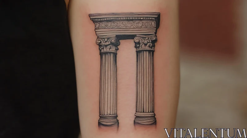 Classical Columns Ink Design on Arm AI Image