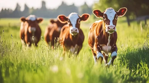 Cattle Grazing in Meadow