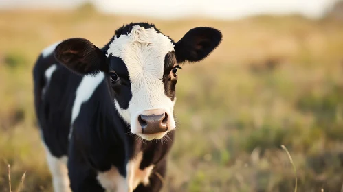 Black and White Calf Close-Up