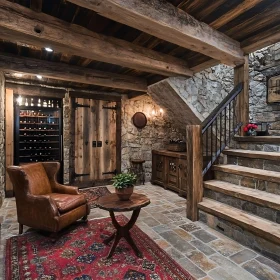 Cozy Stone Interior with Wine Storage