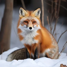 Red Fox in Snowy Forest