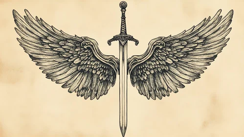 Sword with Wings Artistic Illustration