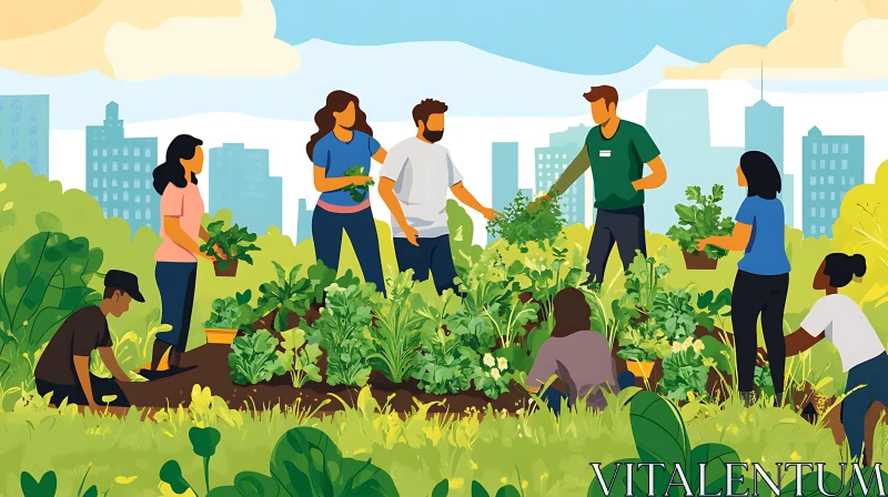 People Growing Food Together AI Image