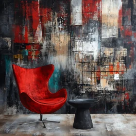 Contemporary Art Decor with Red Chair