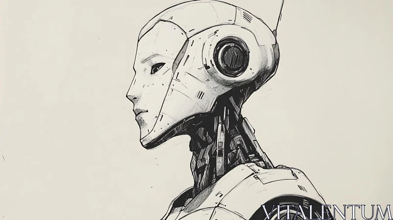 AI ART Monochrome Cyborg Portrait