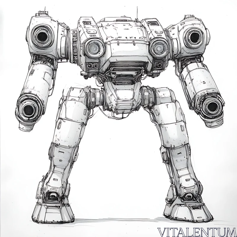 AI ART Mechanical Robot Sketch Art