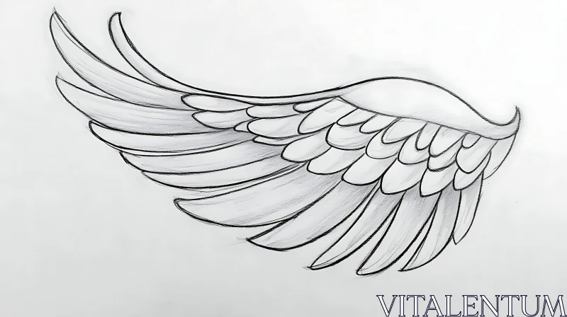 AI ART Monochrome Wing Drawing