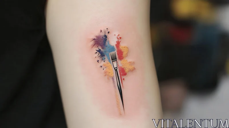 Vibrant Paintbrush Tattoo Design AI Image