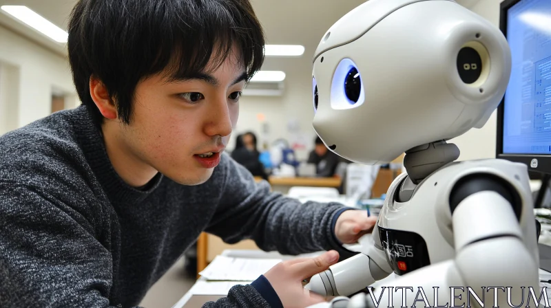 Human Connection with Advanced Robot AI Image