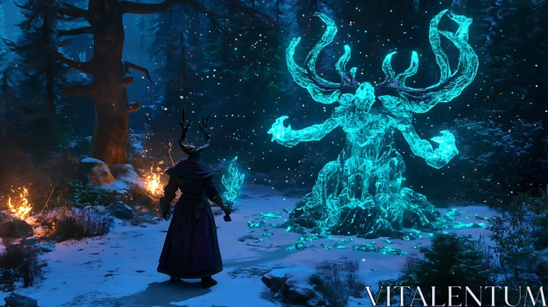 AI ART Frozen Guardian of the Woods