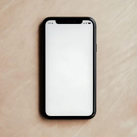 Modern Smartphone Display on Wood Background