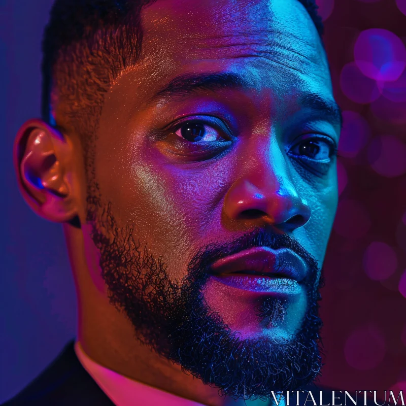 AI ART Vivid Neon Lighting on Will Smith's Portrait