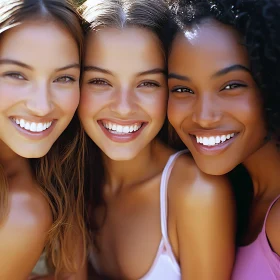 Three Friends Smiling Together