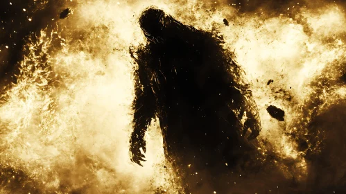 Abstract Monster in Fiery Abyss