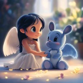 Cute Angel and Bunny Toy