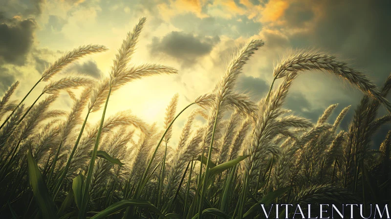 Wheat Field at Sunset AI Image