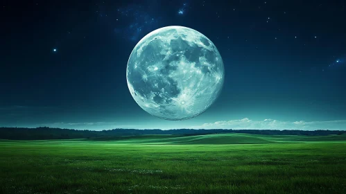 Lunar Glow Over Green Pastures