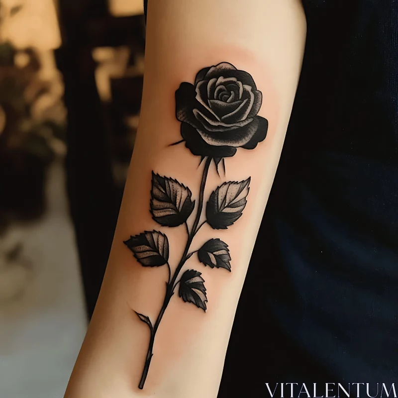 Detailed Rose Tattoo Design AI Image