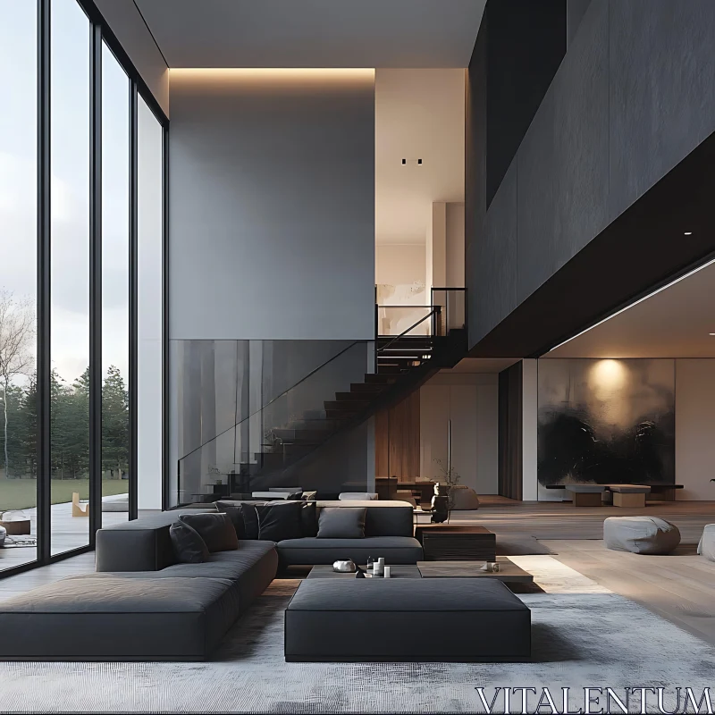 AI ART Modern Interior Space with Gray Palette