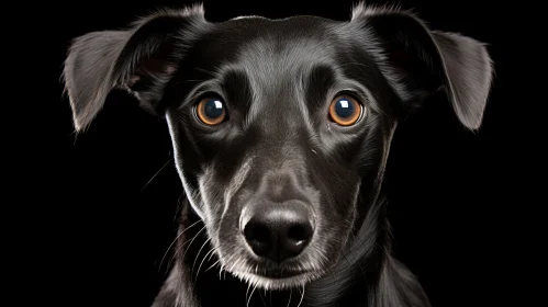 Captivating Black Dog Portrait on Dark Background