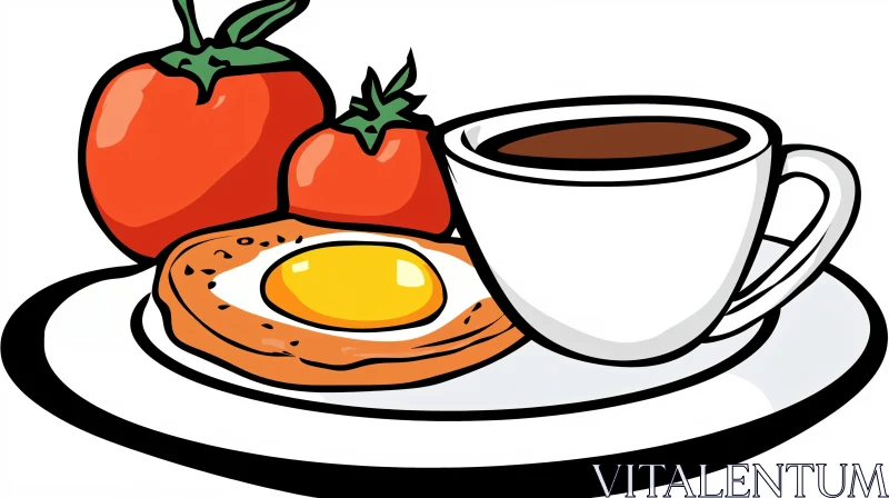 Morning Meal with Coffee and Vegetables AI Image