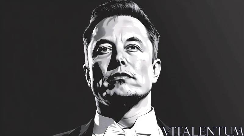 AI ART Elon Musk Visionary Monochrome Portrait