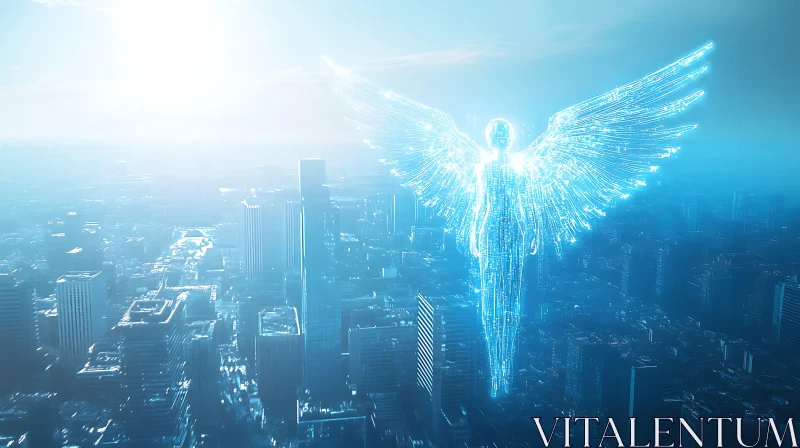 Ethereal Angel Protecting the City AI Image