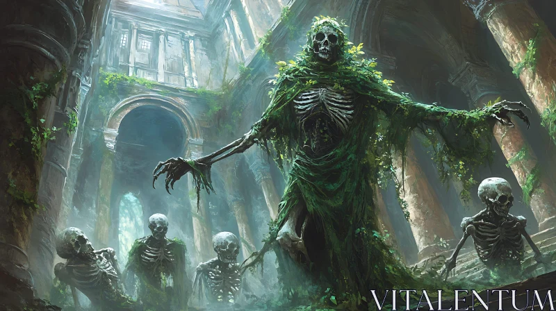 AI ART Ivy-Clad Skeletons in Ancient Ruins