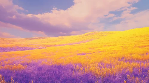 Colorful Meadow Under a Pastel Sky