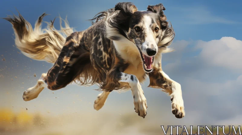 Gravity-Defying Canine | Solarization Effect Enhanced AI Image