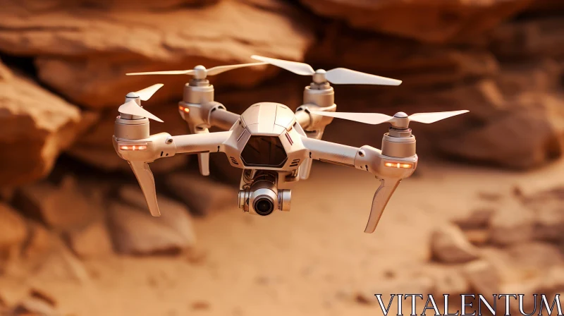 Precision Crafted Drone Navigating Through Desert AI Image