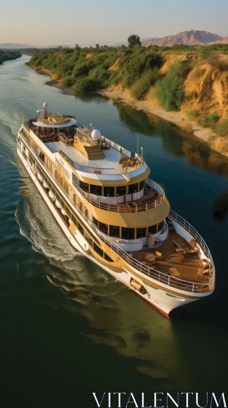 Serene River Cruise on the Nile: A Captivating Artwork AI Image