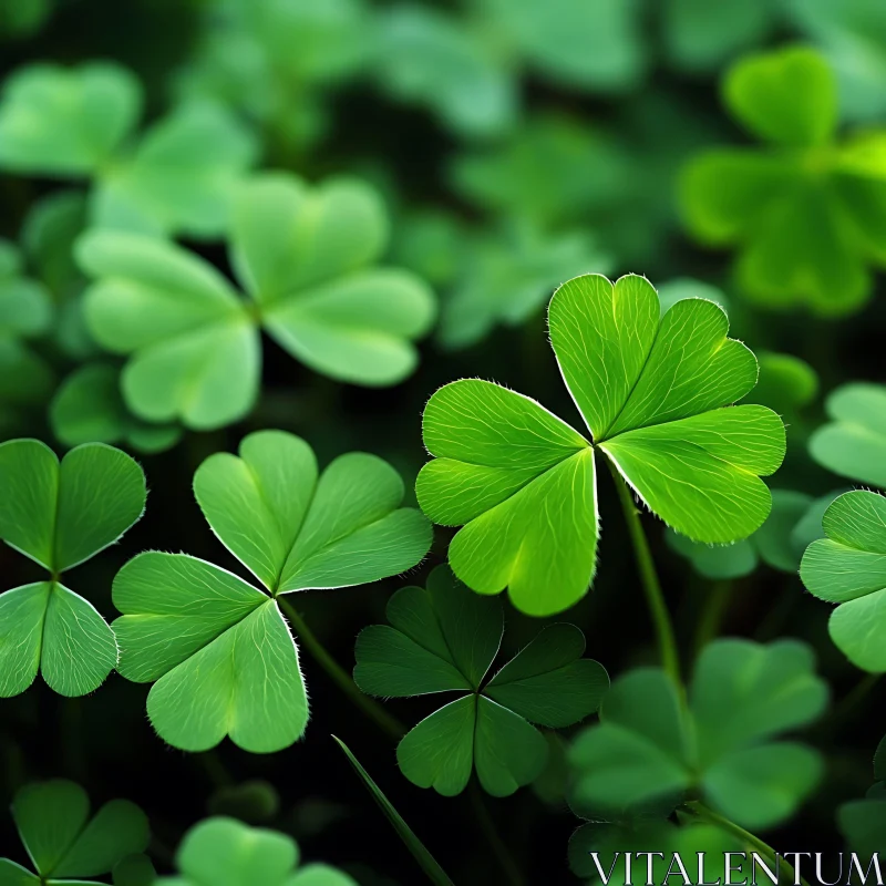 Clover Leaves in Natural Setting AI Image