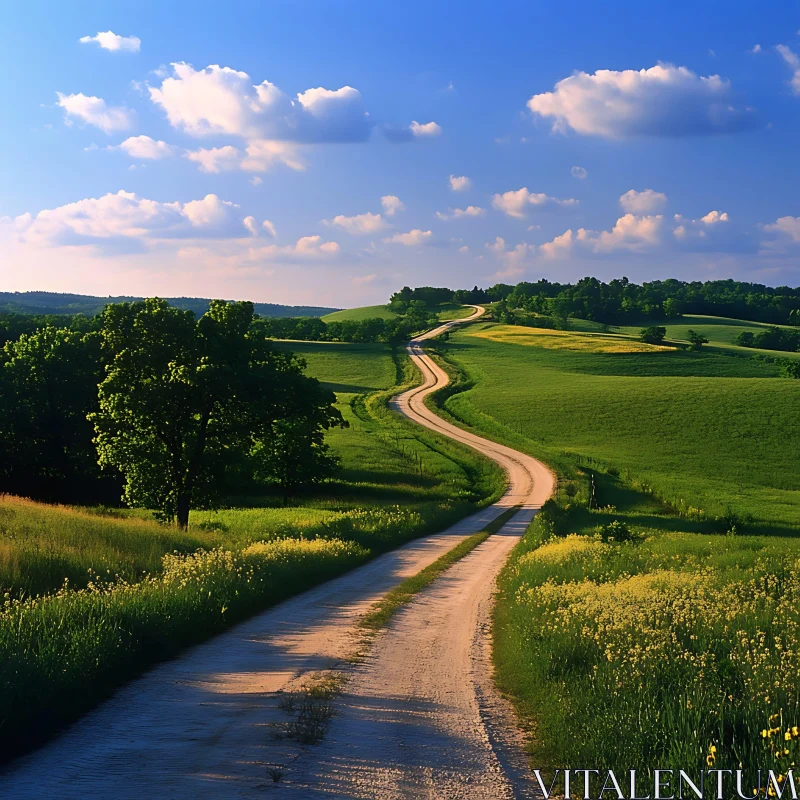 Winding Road Landscape AI Image