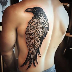 Detailed Celtic Raven Tattoo Design