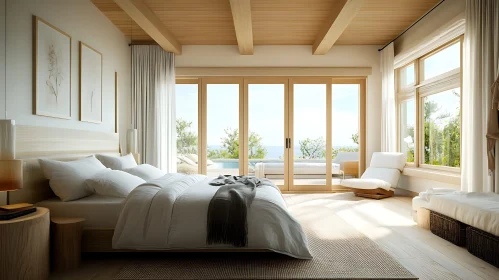 Bright Minimalist Bedroom with Ocean View