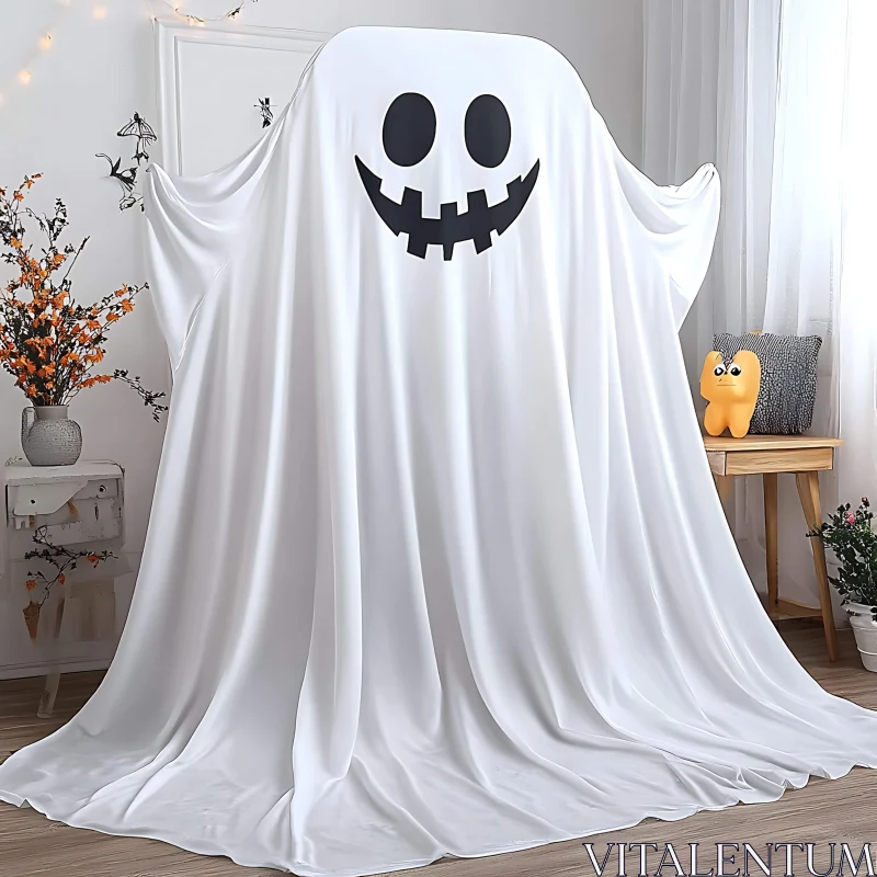 Playful Ghostly Decor for Halloween AI Image