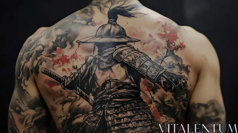 Traditional Samurai Tattoo on Back AI Image