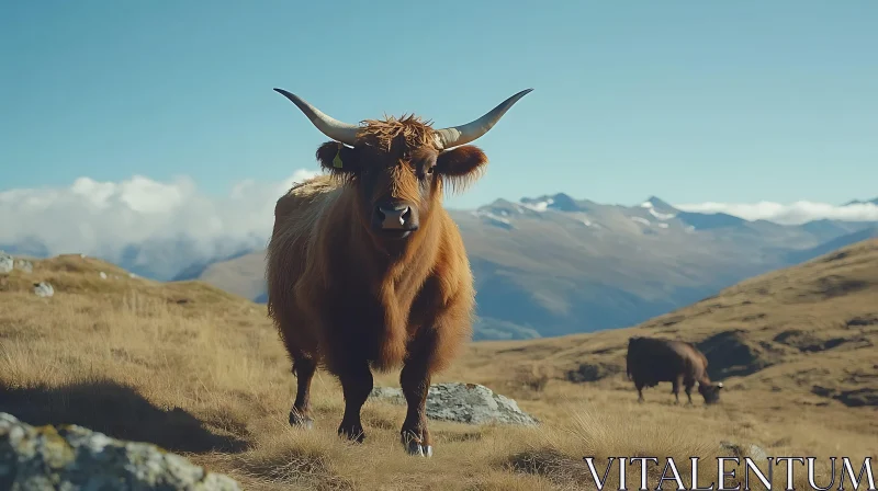 Hairy Cow in the Mountains AI Image