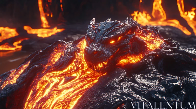 AI ART Lava Dragon Rising From The Depths