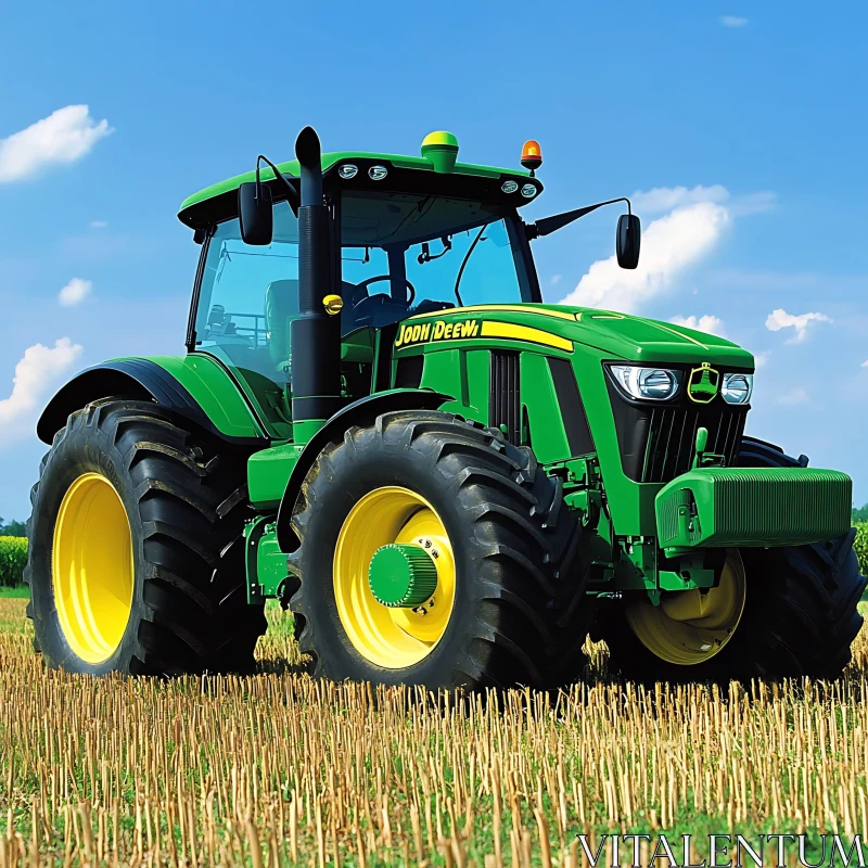 Agricultural Tractor in Field AI Image